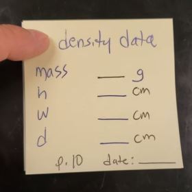 sticky note for density data collection