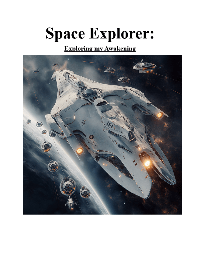 Featured spacecraft on the cover of Space Explorer my Awakening by William Mounger